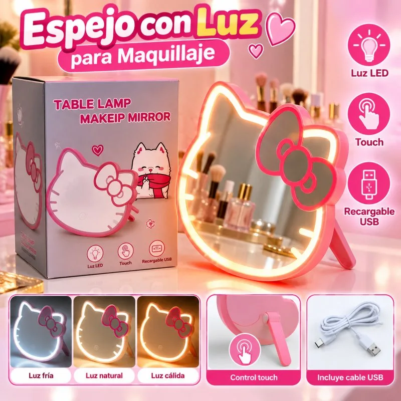 ESPEJO CON LUZ KITTY
